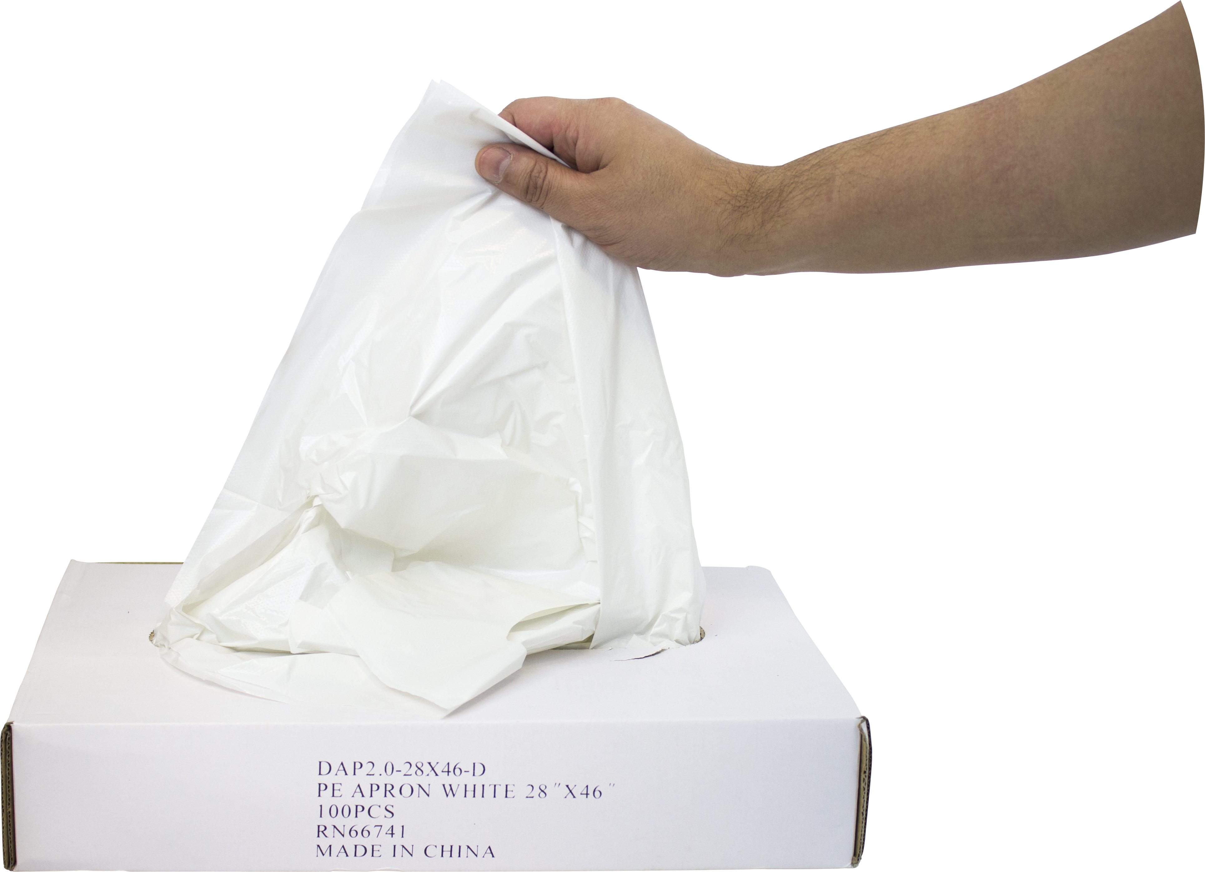 2 MIL 28”x46” White Apron, Dispenser Boxed, 100/BX 5BX/CS